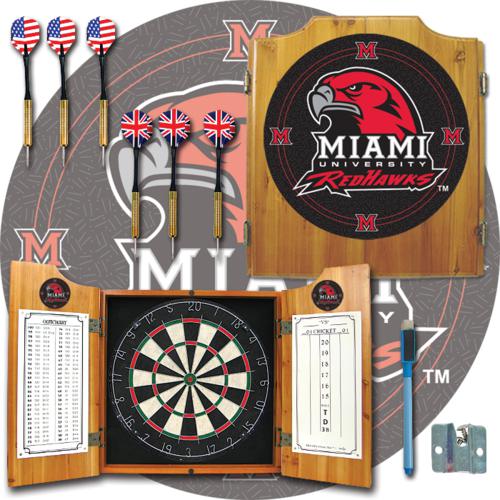 Miami RedHawks Dartboard & Cabinet - Click Image to Close