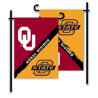 Oklahoma - Oklahoma State 2-Sided Garden Flag - House Divided - Click Image to Close