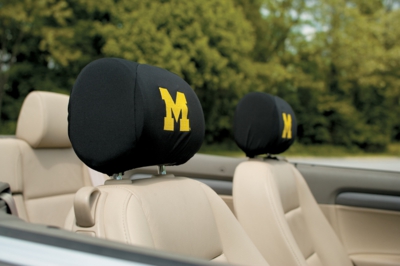 Michigan Wolverines Headrest Covers - Set Of 2 - Click Image to Close