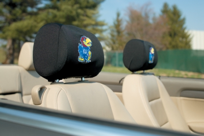 Kansas Jayhawks Headrest Covers - Set Of 2 - Click Image to Close