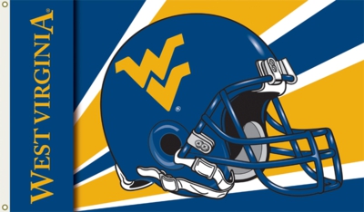 West Virginia Mountaineers 3' x 5' Helmet Flag with Grommets - Click Image to Close