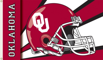 Oklahoma Sooners 3' x 5' Flag with Grommets - Helmet Design - Click Image to Close