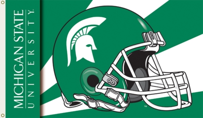 Michigan State Spartans 3' x 5' Helmet Flag with Grommets - Click Image to Close