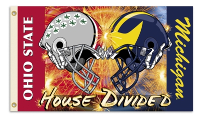 Michigan - Ohio State 3' x 5' House Divided Helmets Flag - Click Image to Close