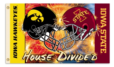 Iowa - Iowa State 3' x 5' House Divided Helmets Flag - Click Image to Close