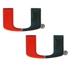 University of Miami Stud Earrings - Click Image to Close