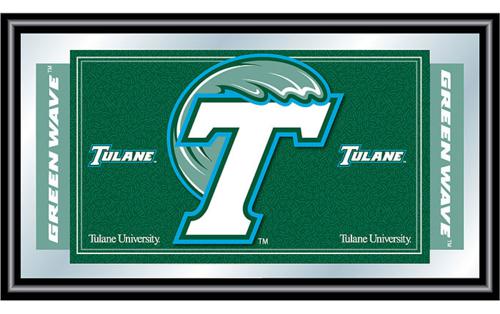 Tulane University Green Wave Framed Logo Mirror - Click Image to Close