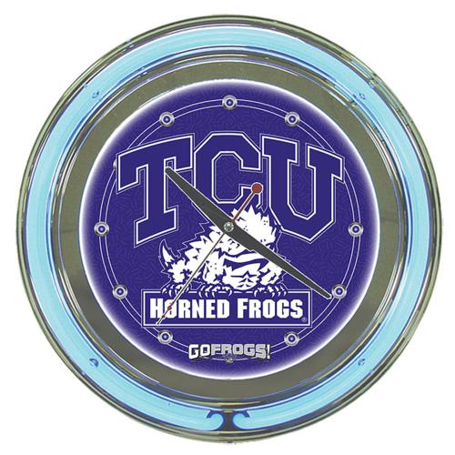 Texas Christian University Horned Frogs Neon Clock - Click Image to Close