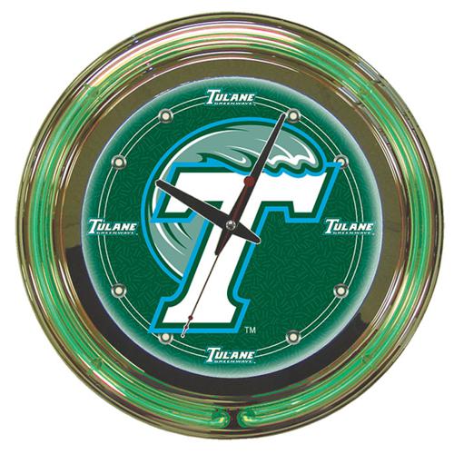 Tulane University Green Wave Neon Clock - Click Image to Close