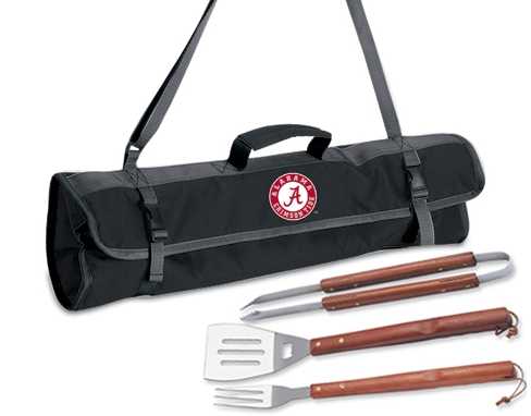 University of Alabama Crimson Tide 3 pc BBQ Tool Set With Tote - Click Image to Close