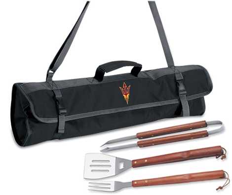Arizona State University Sun Devils 3 pc BBQ Tool Set With Tote - Click Image to Close