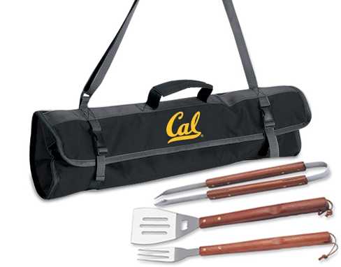 Cal Golden Bears 3 Piece BBQ Tool Set With Tote - Click Image to Close