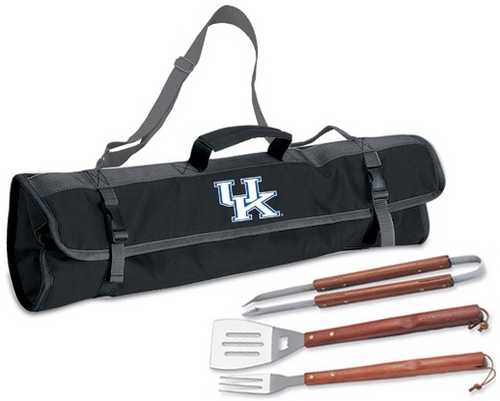 University of Kentucky Wildcats 3 Piece BBQ Tool Set With Tote - Click Image to Close