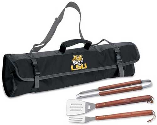 Louisiana State University Tigers 3 Piece BBQ Tool Set With Tote - Click Image to Close