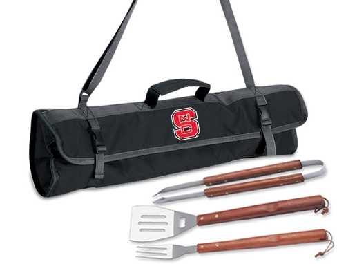 NC State Wolfpack 3 Piece BBQ Tool Set With Tote - Click Image to Close