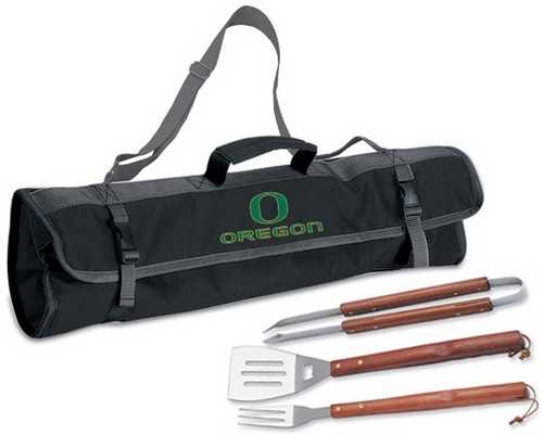 University of Oregon Ducks 3 Piece BBQ Tool Set With Tote - Click Image to Close