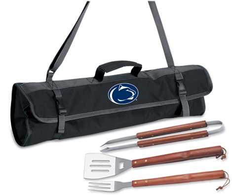 Penn State Nittany Lions 3 Piece BBQ Tool Set With Tote - Click Image to Close