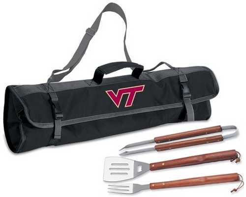 Virginia Tech Hokies 3 Piece BBQ Tool Set With Tote - Click Image to Close