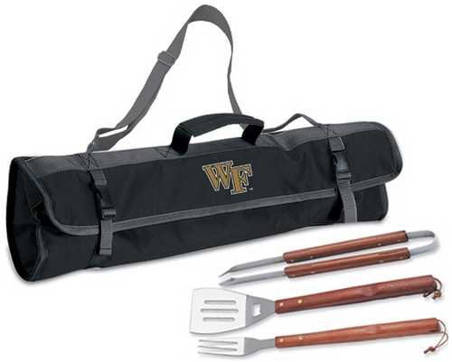 Wake Forest University Demon Deacons 3 pc BBQ Tool Set With Tote - Click Image to Close