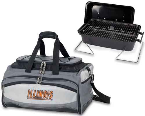 Illinois Fighting Illini Buccaneer Embr. BBQ Grill Set & Cooler - Click Image to Close