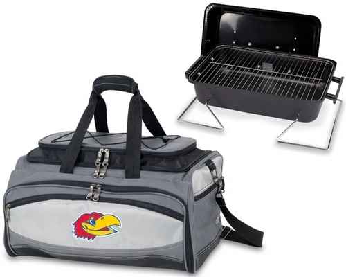 Kansas Jayhawks Embroidered Buccaneer BBQ Grill Set & Cooler - Click Image to Close