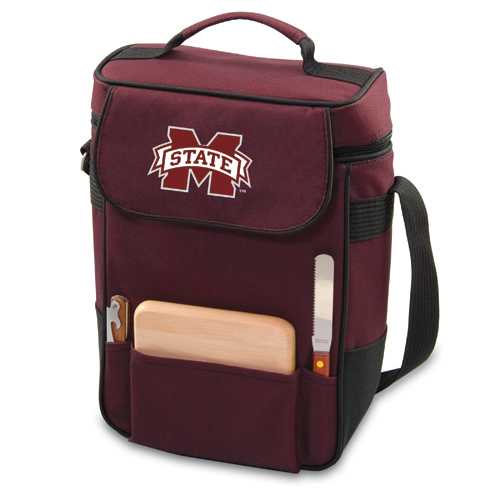 Mississippi State Bulldogs Embr Duet Wine & Cheese Tote-Burgundy - Click Image to Close