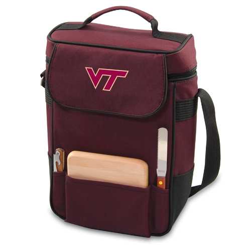 Virginia Tech Hokies Embr. Duet Wine & Cheese Tote - Burgundy - Click Image to Close