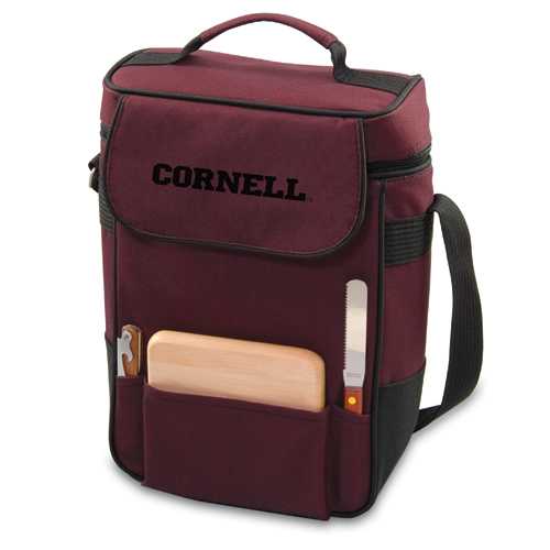Cornell Big Red Embr. Duet Wine & Cheese Tote - Burgundy - Click Image to Close