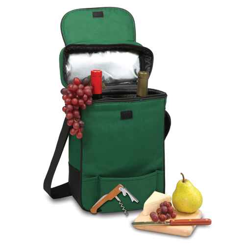 Colorado State Rams Embr. Duet Wine & Cheese Tote - Hunter Green - Click Image to Close