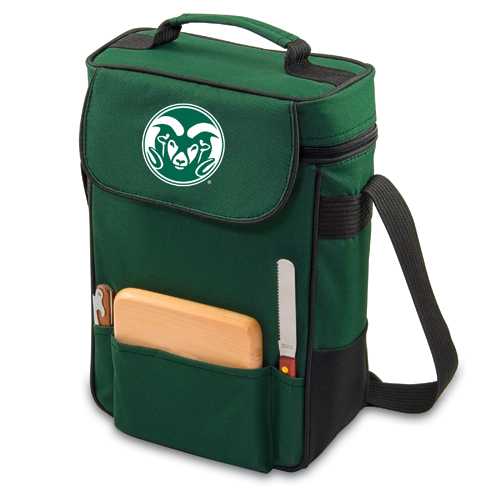 Colorado State Rams Embr. Duet Wine & Cheese Tote - Hunter Green - Click Image to Close