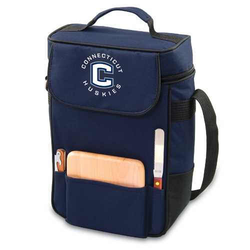 UConn Huskies Embr. Duet Wine & Cheese Tote - Navy - Click Image to Close