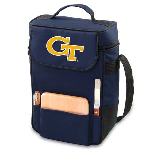 Georgia Tech Yellow Jackets Embr. Duet Wine & Cheese Tote - Navy - Click Image to Close