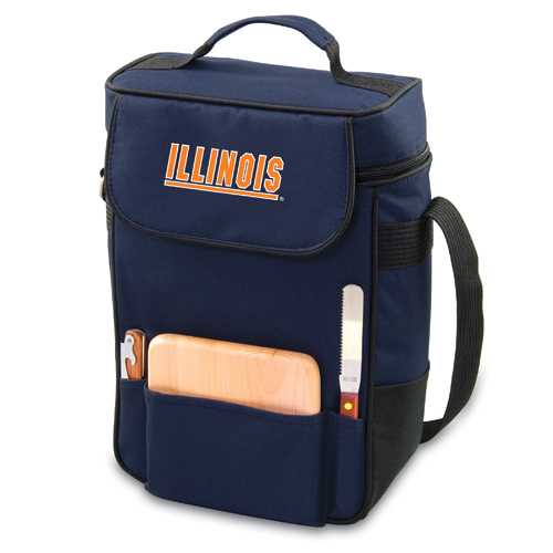 Illinois Fighting Illini Embr. Duet Wine & Cheese Tote - Navy - Click Image to Close