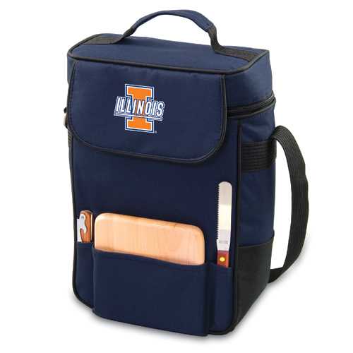 Illinois Fighting Illini Duet Wine & Cheese Tote - Navy - Click Image to Close