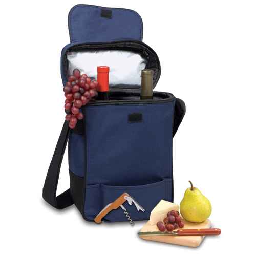 Kentucky Wildcats Embr. Duet Wine & Cheese Tote - Navy - Click Image to Close