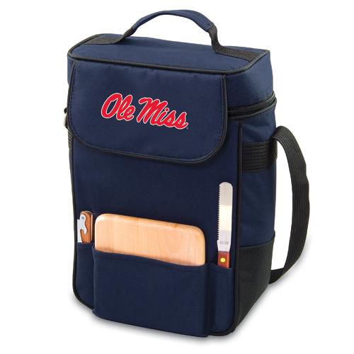 Ole Miss Rebels Embr. Duet Wine & Cheese Tote - Navy - Click Image to Close