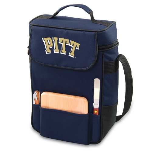 Pitt Panthers Embr. Duet Wine & Cheese Tote - Navy - Click Image to Close