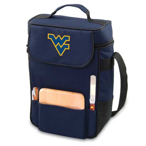 West Virginia Mountaineers Embr. Duet Wine & Cheese Tote - Navy - Click Image to Close