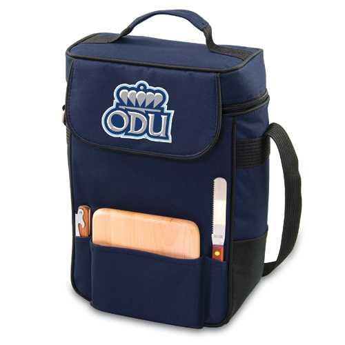 Old Dominion Monarchs Embr. Duet Wine & Cheese Tote - Navy - Click Image to Close