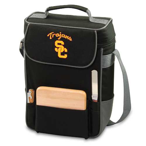 USC Trojans Duet Wine & Cheese Tote - Black - Click Image to Close