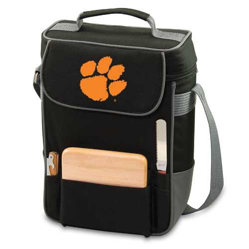 Clemson Tigers Embr. Duet Wine & Cheese Tote - Black - Click Image to Close