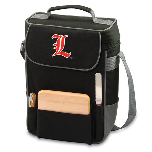 Louisville Cardinals Embr. Duet Wine & Cheese Tote - Black - Click Image to Close