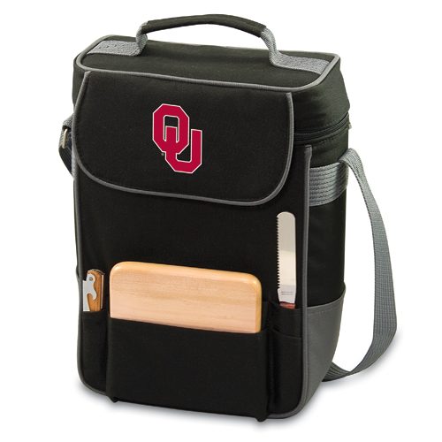 Oklahoma Sooners Embr. Duet Wine & Cheese Tote - Black - Click Image to Close