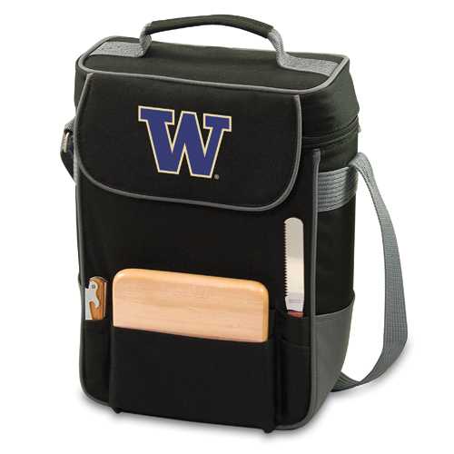 Washington Huskies Duet Wine & Cheese Tote - Black - Click Image to Close