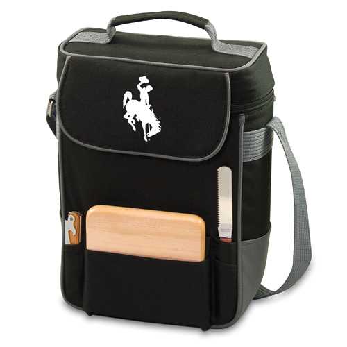Wyoming Cowboys Embr. Duet Wine & Cheese Tote - Black - Click Image to Close