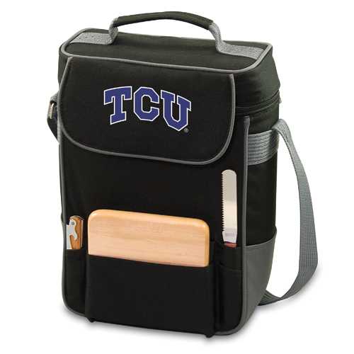 TCU Horned Frogs Duet Wine & Cheese Tote - Black - Click Image to Close