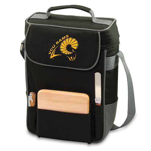 VCU Rams Embr. Duet Wine & Cheese Tote - Black - Click Image to Close