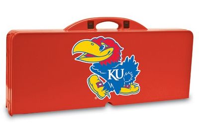 Kansas Jayhawks Folding Picnic Table with Seats - Red - Click Image to Close