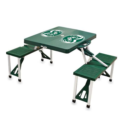 Colorado State Rams Folding Picnic Table with Seats - Green - Click Image to Close