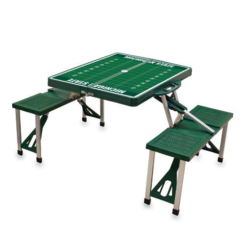 Michigan State Spartans Football Picnic Table with Seats - Green - Click Image to Close